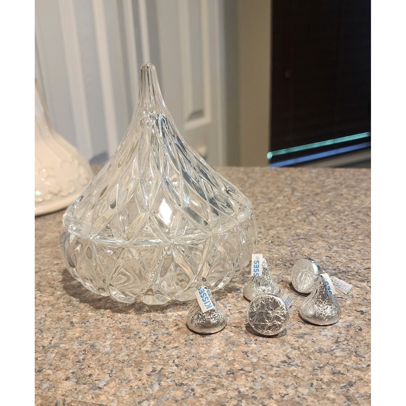 Vintage Hershey Kiss Crystal Trinket Box Candy Dish Nostalgia Christmas Decor - Picture 1 of 6
